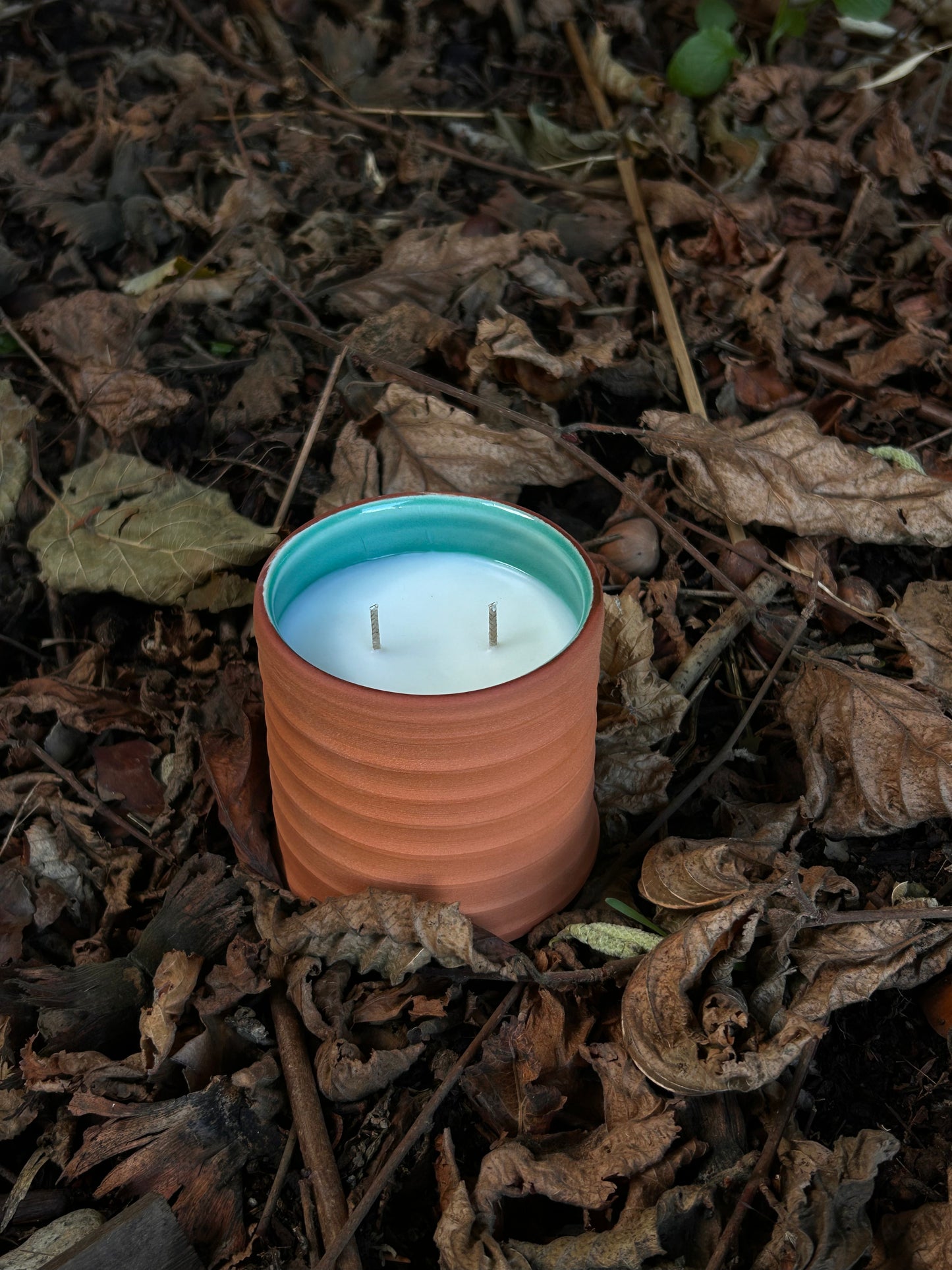 Ceramic Acorns + Apples Candle