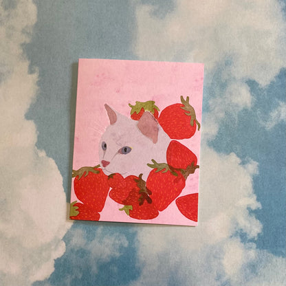 Strawberry Cat Greeting Card