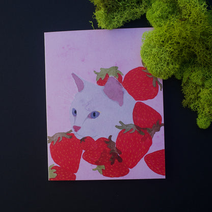 Strawberry Cat Greeting Card